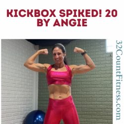 Kickbox Spiked! 20 by Angie: Unleash Your Inner Warrior High-energy kickboxing workout (140 & 150 BPM). Combine explosive punches, powerful kicks, and dynamic drills for a total-body challenge. This program welcomes all fitness levels and incorporates dance elements for a fun and motivating experience. Expect improved fitness, stress reduction, and increased confidence. Let's get Spiked!